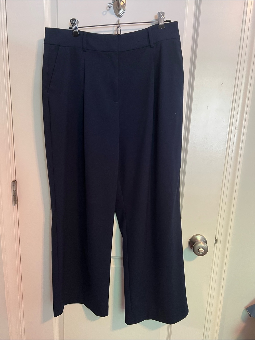 LOFT Navy Wide-Leg Peyton Trousers